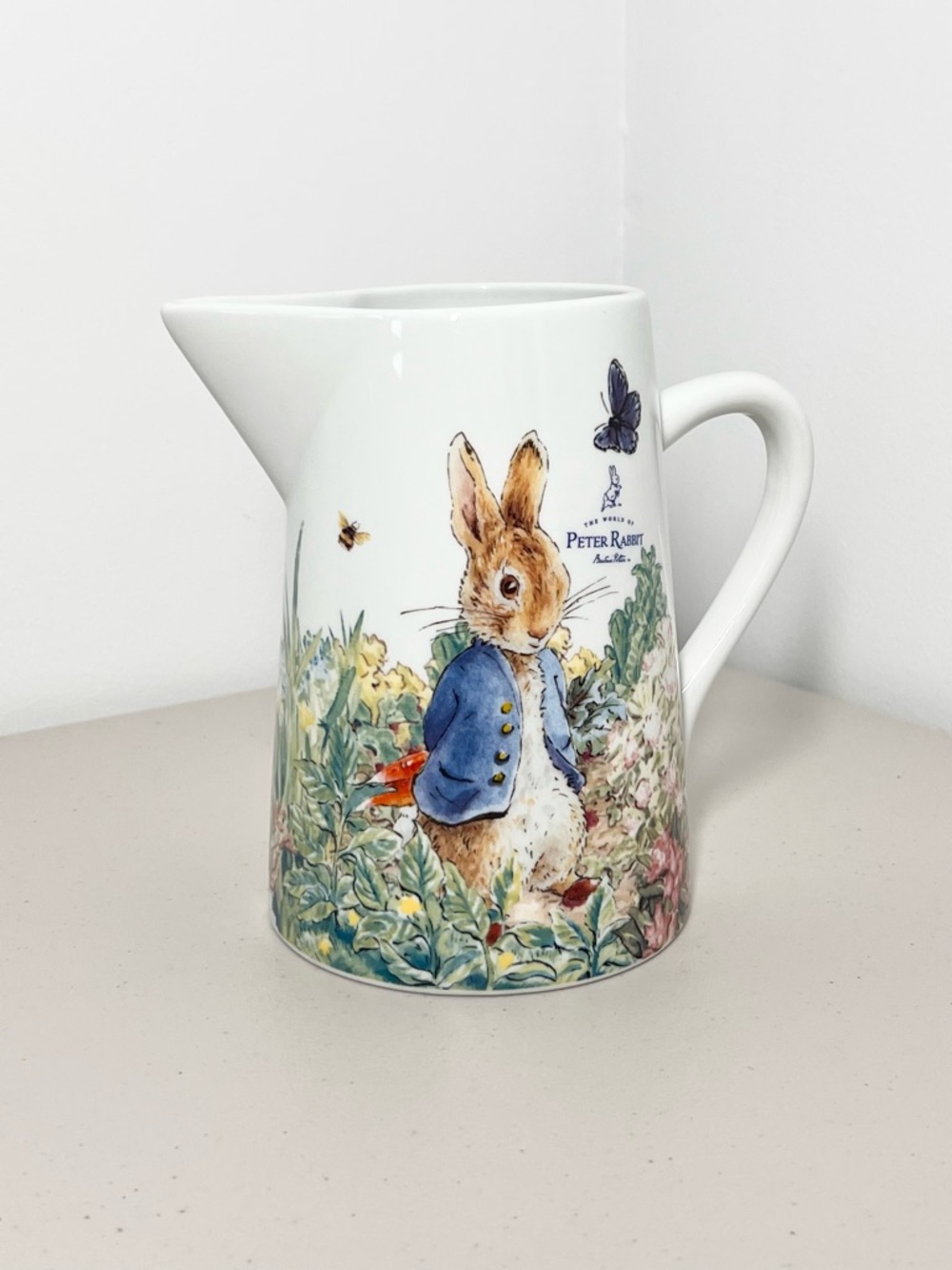 NEW Beatrix Potter Peter Rabbit Ceramic Pitcher 6.5”